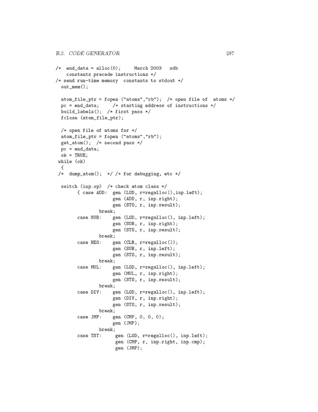 Compiler Design: Theory, Tools, and Examples - Page 287